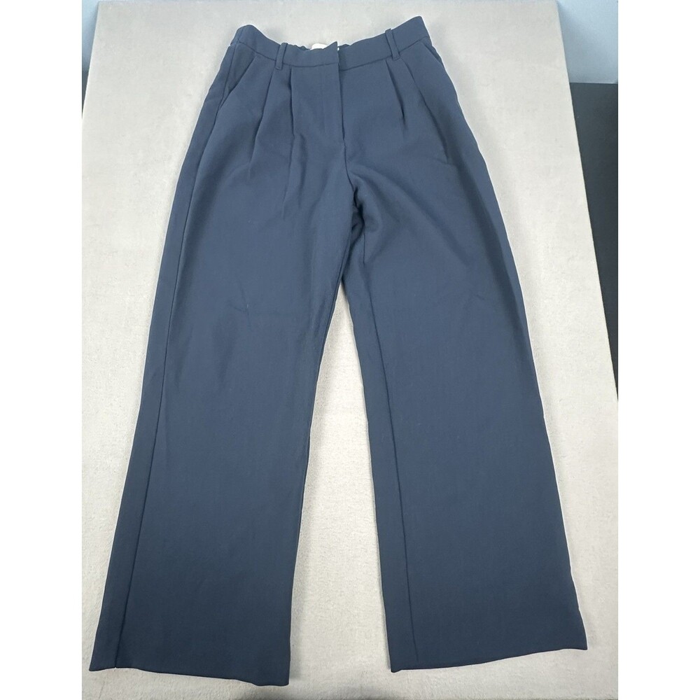 ABERCROMBIE & FITCH Tailored Wide Leg High Waist Pant Navy Blue Sz 29/8R Pleated